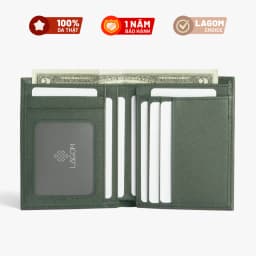 Thumbnail Ví nam Da Thật LAGOM Forest Bifold dáng đứng có ngăn để ảnh 1