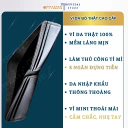 Thumbnail Ví nam mini ví nam da bò cao cấp da thật xịn handmade dáng ngang nhiều ngăn tặng hộp OV1 OPPAMAN 1