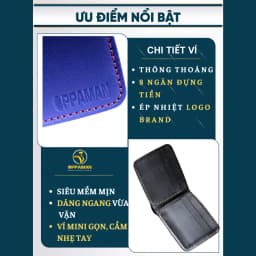 Thumbnail Ví nam mini ví nam da bò cao cấp da thật xịn handmade dáng ngang nhiều ngăn tặng hộp OV1 OPPAMAN 2