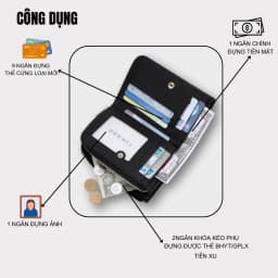 Thumbnail Ví Nữ Cầm Tay TUKADO Nhiều Ngăn Đựng Tiền Tiện Dụng Chất Da Xước Cao Cấp Siêu Bền Đẹp TK04 -TUKADO 4