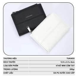 Thumbnail Ví Nữ Mini Cầm Tay 2 Ngăn TUKADO Full Box Đựng Tiền Tiện Dụng Chất Da Xước Siêu Đẹp TK10 - TUKADO 2