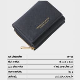 Thumbnail Ví Nữ Mini Cầm Tay PERFECT FOR YOU Đựng Tiền Gập 3 Nhỏ Gọn Nhiều Ngăn Da Xước PFY04 3