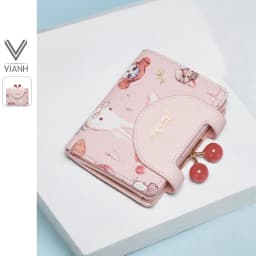 Thumbnail Ví nữ mini cute Just Star đẹp dễ thương ngắn dài thỏ cherry hồng nhiều ngăn đựng tiền thẻ ViAnh Store 070355 070354 1