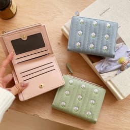 Thumbnail Ví Nữ Phong Cách Ngắn Ngọt Ngào Sáng Tạo In Hoa Có Thể Gập Lại Nhiều Thẻ Ví Tiện Lợi 2