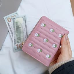Thumbnail Ví Nữ Phong Cách Ngắn Ngọt Ngào Sáng Tạo In Hoa Có Thể Gập Lại Nhiều Thẻ Ví Tiện Lợi 3