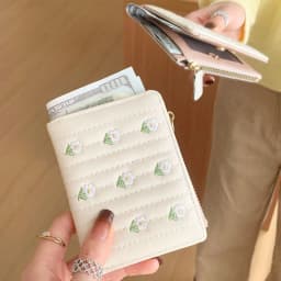 Thumbnail Ví Nữ Phong Cách Ngắn Ngọt Ngào Sáng Tạo In Hoa Có Thể Gập Lại Nhiều Thẻ Ví Tiện Lợi 4