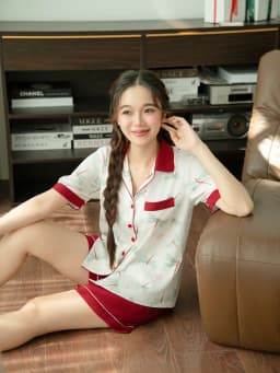 Thumbnail VIBES Combo Pijama dài và ngắn Lụa vân gỗ cao cấp Odonata Long Py Set (3 pcs) 4
