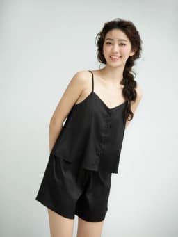 Thumbnail VIBES Đồ bộ 2 dây cổ V Lụa gấm xước Straps Set 3