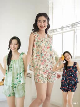 Thumbnail VIBES Đồ bộ 2 dây Lụa Gấm cao cấp Sweetie Straps Set 1