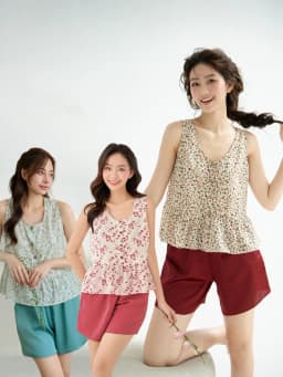 Thumbnail VIBES Đồ bộ ngủ sát nách hoa nhí Sleeveless Set 1