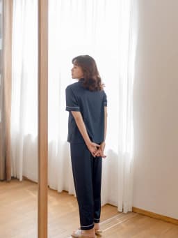 Thumbnail VIBES Đồ bộ Pijama dài Lụa trơn cao cấp Navy Long Py Set 2