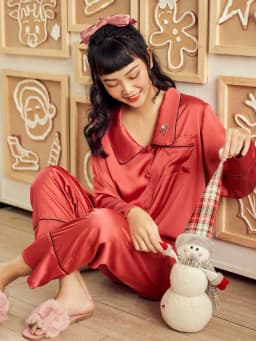 Thumbnail VIBES Đồ bộ Pijama dài tay Lụa trơn cao cấp Emma Long Sleeve Py Set 3