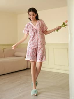 Thumbnail VIBES Đồ bộ Pijama ngắn cổ V Minnie & Peach Py Set 4