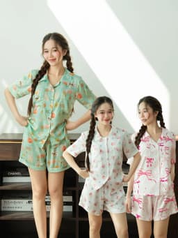 Thumbnail VIBES Đồ bộ Pijama ngắn Lụa Latin cao cấp Bowie x Bunny x Farmy Py Set 1