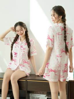 Thumbnail VIBES Đồ bộ Pijama ngắn Lụa Latin cao cấp Bowie x Bunny x Farmy Py Set 2