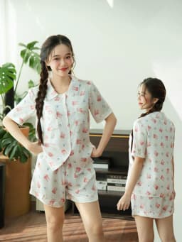 Thumbnail VIBES Đồ bộ Pijama ngắn Lụa Latin cao cấp Bowie x Bunny x Farmy Py Set 3
