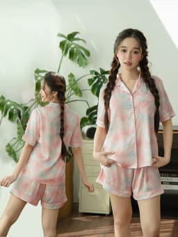 Thumbnail VIBES Đồ bộ Pijama ngắn Lụa Latin cao cấp Joiee x Cloudy x Jardin Py Set 2