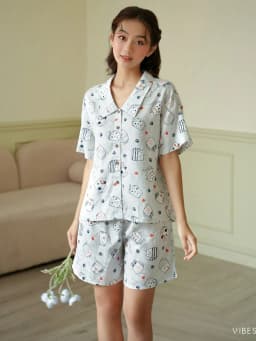Thumbnail VIBES Đồ bộ Pijama ngắn Lụa Gấm cao cấp Naomi Py Set 1