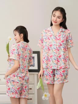 Thumbnail VIBES Pijama ngắn Lụa gấm họa tiết hoa nhí Lucie Py Set 3