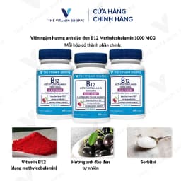 Thumbnail Viên ngậm hỗ trợ tạo máu và hệ thần kinh THE VITAMIN SHOPPE B12 Methylcobalamin 1000 MCG 60 viên 1