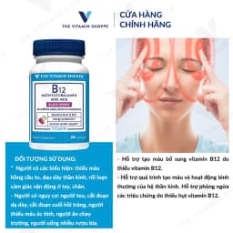 Thumbnail Viên ngậm hỗ trợ tạo máu và hệ thần kinh THE VITAMIN SHOPPE B12 Methylcobalamin 1000 MCG 60 viên 2