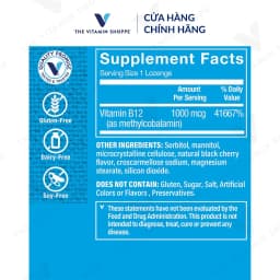 Thumbnail Viên ngậm hỗ trợ tạo máu và hệ thần kinh THE VITAMIN SHOPPE B12 Methylcobalamin 1000 MCG 60 viên 3