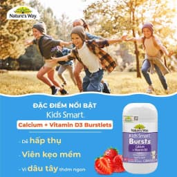 Thumbnail Viên Nhai Canxi Sữa Cho Bé Nature’s Way Kids Smart Calcium + Vitamin D3 Burstlets, Hỗ Trợ Xương Và Răng Chắc Khỏe 50v/h 2
