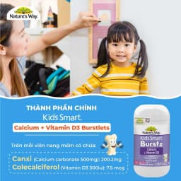 Thumbnail Viên Nhai Canxi Sữa Cho Bé Nature’s Way Kids Smart Calcium + Vitamin D3 Burstlets, Hỗ Trợ Xương Và Răng Chắc Khỏe 50v/h 3