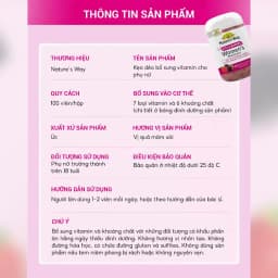 Thumbnail Viên Nhai Nature’s Way Adult Vita Gummies Women’s Multivitamin Bổ Sung Vitamin Và Khoáng Chất Cho Phụ Nữ 3