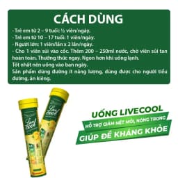 Thumbnail Viên sủi năng lượng Livecool Nam Dược tuýp 16viênx4g hương cam hỗ trợ giảm mệt mỏi,tăng sức đề kháng 4