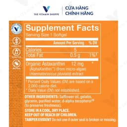 Thumbnail Viên uống bổ mắt tăng cường thị lực The Vitamin Shoppe Astaxanthin 12 MG 30 viên 4