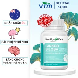 Thumbnail Viên uống bổ não Healthy Care Ginkgo Biloba tăng cường trí nhớ, giảm đau đầu, lưu thông máu não - lọ 100 viên 1
