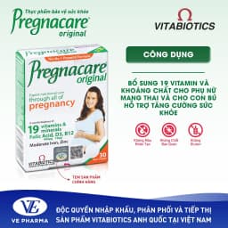 Thumbnail Viên Uống Cho Phụ Nữ Mang Thai Và Cho Con Bú Vitabiotics PREGNACARE ORIGINAL Bổ Sung Vitamin & Khoáng Chất Hộp 30 Viên 2