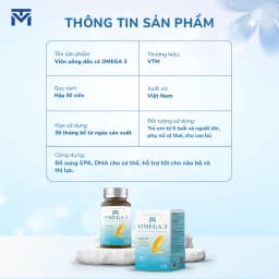 Thumbnail Viên uống dầu cá VTM OMEGA 3 tăng cường thị lực, bảo vệ tim mạch - lọ 90 viên 1