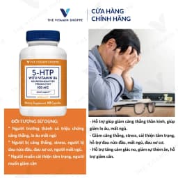 Thumbnail Viên uống giảm căng thẳng lo âu THE VITAMIN SHOPPE 5-HTP With Vitamin B6 100MG 60/120 viên 3