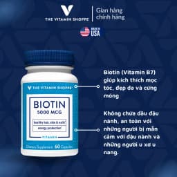 Thumbnail Viên Uống Hỗ Trợ Sức Khỏe Da, Tóc, Móng THE VITAMIN SHOPPE Biotin 5000 MCG 1