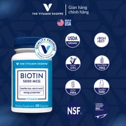 Thumbnail Viên Uống Hỗ Trợ Sức Khỏe Da, Tóc, Móng THE VITAMIN SHOPPE Biotin 5000 MCG 2