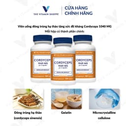 Thumbnail Viên uống đông trùng hạ thảo THE VITAMIN SHOPPE Cordyceps 1040 MG tăng sức đề kháng 100 viên 1