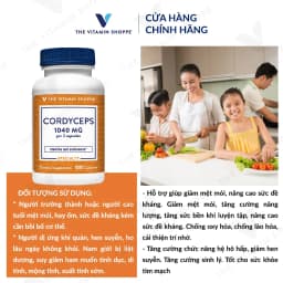 Thumbnail Viên uống đông trùng hạ thảo THE VITAMIN SHOPPE Cordyceps 1040 MG tăng sức đề kháng 100 viên 2
