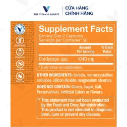Thumbnail Viên uống đông trùng hạ thảo THE VITAMIN SHOPPE Cordyceps 1040 MG tăng sức đề kháng 100 viên 3