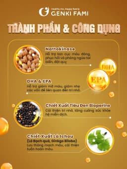Thumbnail Viên Uống Phòng Ngừa Đột Quỵ, Bổ Não, Giúp Ngủ Ngon Nattokinase 3000FU Natto Ichou Genki Fami Nhật Bản Gói 30 Viên 4