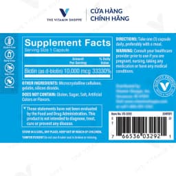 Thumbnail Viên uống tăng cường sức khỏe da, tóc, móng THE VITAMIN SHOPPE Biotin 10,000 MCG 2