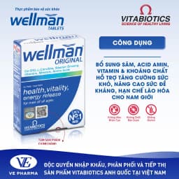 Thumbnail Viên Uống Vitabiotics WELLMAN Tăng Cường Sức Khỏe, Hạn Chế Lão Hóa Cho Nam Giới Hộp 30 Viên 1