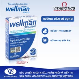Thumbnail Viên Uống Vitabiotics WELLMAN Tăng Cường Sức Khỏe, Hạn Chế Lão Hóa Cho Nam Giới Hộp 30 Viên 2