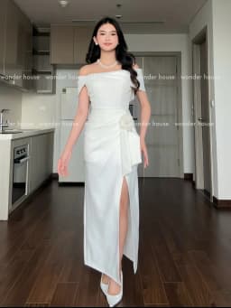 Thumbnail Vivian Dress Wonderhouse Đầm trễ vai dáng dài xếp ly chất vải dày dặn dự tiệc sang chảnh, dạo phố nữ tính 3