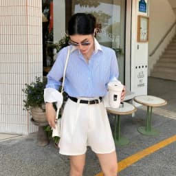 Thumbnail VMSTYLE - Quần short nữ ống rộng , Quần đùi trơn phối nút giả trẻ trung STU00046 2