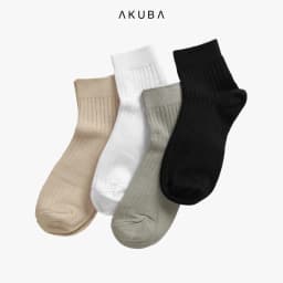 Thumbnail Vớ cao cổ gân dệt logo Akuba cotton kháng khuẩn mềm mại 01U0072 1