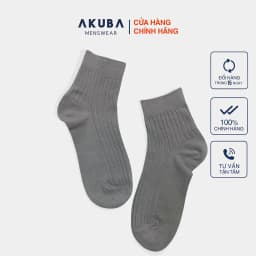 Thumbnail Vớ cao cổ gân dệt logo Akuba cotton kháng khuẩn mềm mại 01U0072 2