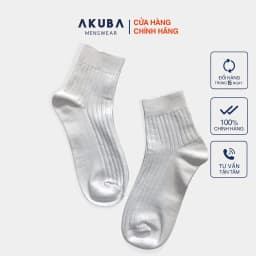 Thumbnail Vớ cao cổ gân dệt logo Akuba cotton kháng khuẩn mềm mại 01U0072 3