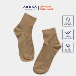 Thumbnail Vớ cao cổ gân dệt logo Akuba cotton kháng khuẩn mềm mại 01U0072 4
